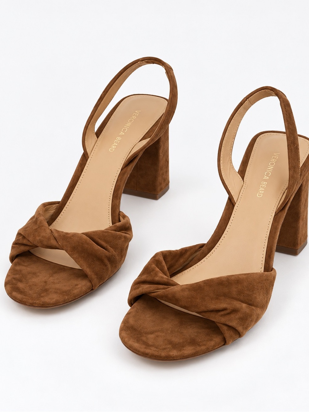 Veronica Beard Brown Suede Twist Slingback Block Heels